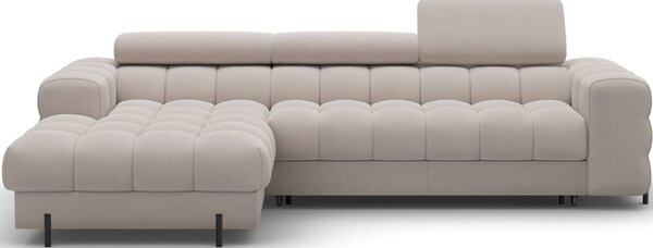 Divano angolare beige allungabile/con contenitore (con penisola a sinistra/con chaise lounge) e rivestimento in velluto Felro – ELTAP