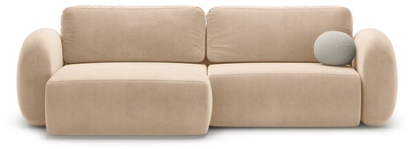 Divano angolare beige allungabile/con contenitore con rivestimento in velluto Tonale – Cosmopolitan Design