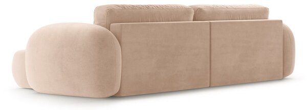 Divano angolare beige allungabile/con contenitore con rivestimento in velluto Tonale – Cosmopolitan Design