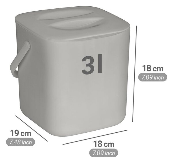 Bidone per l'umido grigio chiaro 3 l Conny – Wenko