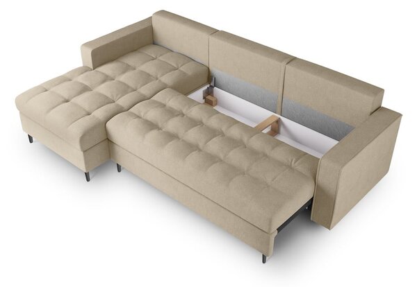 Divano letto angolare beige, angolo sinistro Santo - Milo Casa