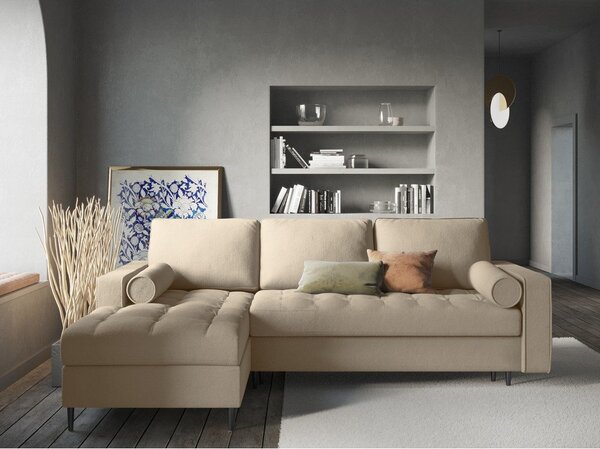 Divano letto angolare beige, angolo sinistro Santo - Milo Casa
