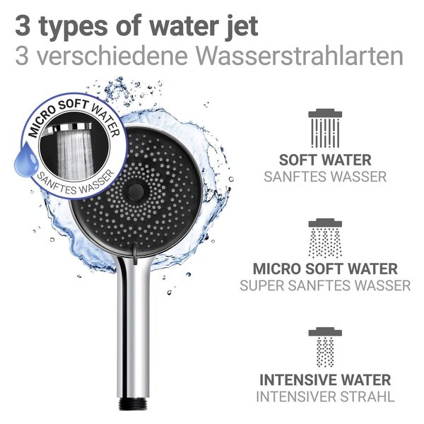 Soffione per doccia color argento lucido in plastica ø 12 cm Softwater – Wenko