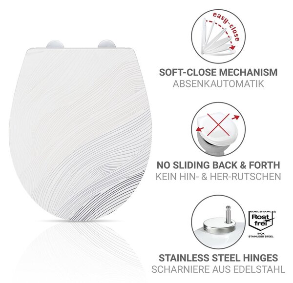 Sedile WC con chiusura Easy-Close (automatica) 38 x 44,5 cm Menin – Wenko