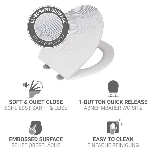 Sedile WC con chiusura Easy-Close (automatica) 38 x 44,5 cm Menin – Wenko