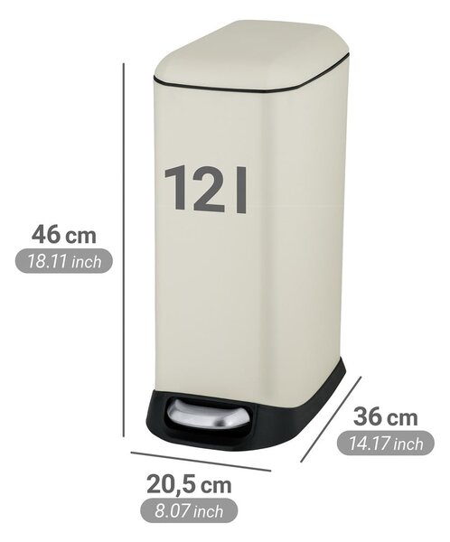 Cestino per la spazzatura color crema in acciaio con pedale 12 l Design – Wenko