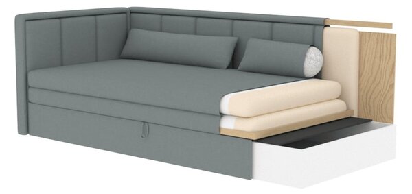 Divano blu/grigio allungabile/con contenitore e rivestimento in ciniglia 214 cm Fulgeo – ELTAP