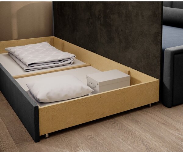 Divano blu/grigio allungabile/con contenitore e rivestimento in ciniglia 214 cm Fulgeo – ELTAP