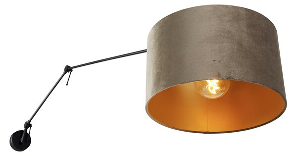 Applique nera con paralume in velluto tortora 35 cm orientabile - Blitz