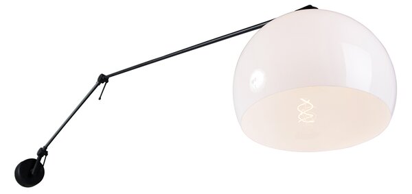 Applique nera con paralume bianco 30 cm orientabile - Blitz