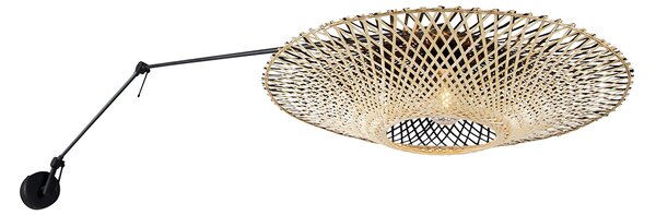 Applique da parete nera con paralume in rattan 50 cm regolabile - Blitz