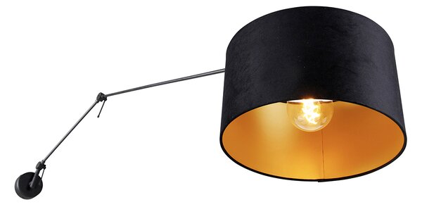 Applique nera con paralume in velluto nero 35 cm regolabile - Blitz