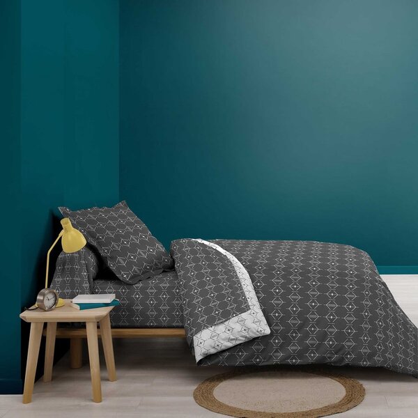 Copripiumino grigio scuro in cotone per letto singolo 140x200 cm Aristide – douceur d'intérieur