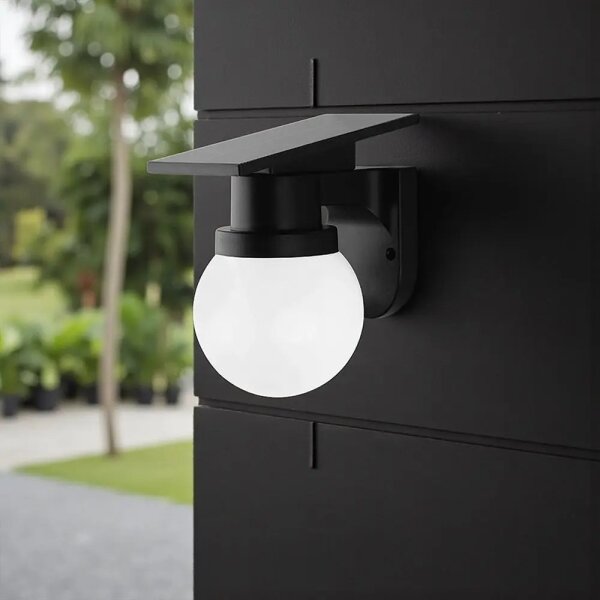 Lampada solare da parete a LED 3,7V 3000/4000/6400K IP54 1800 mAh nera + telecomando