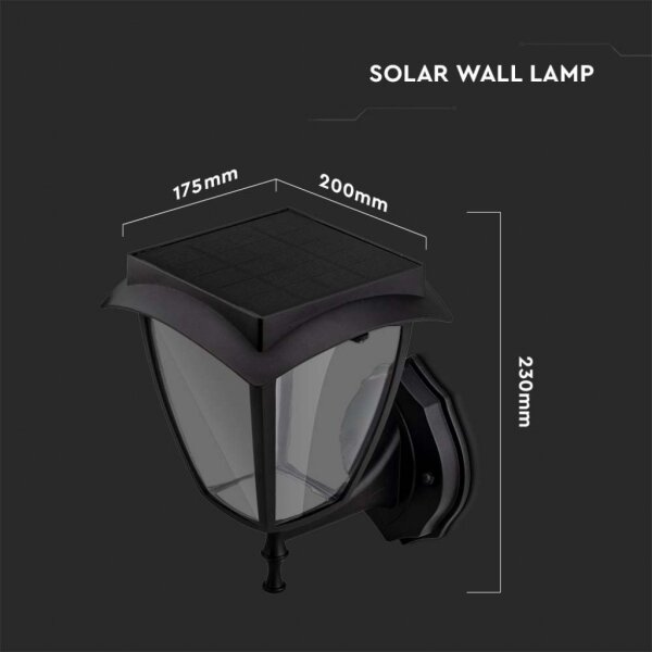 Lampada da parete solare LED/2W/3,7V 3000/6000K IP65 2200 mAh nero
