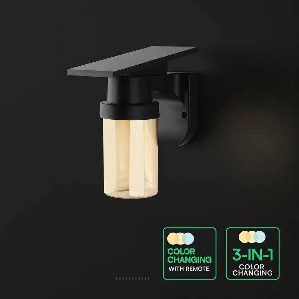 Lampada da parete LED Sol LED/3,7V 2700/3200/5000K IP54 1800 mAh nero/fumé beige + telecomando
