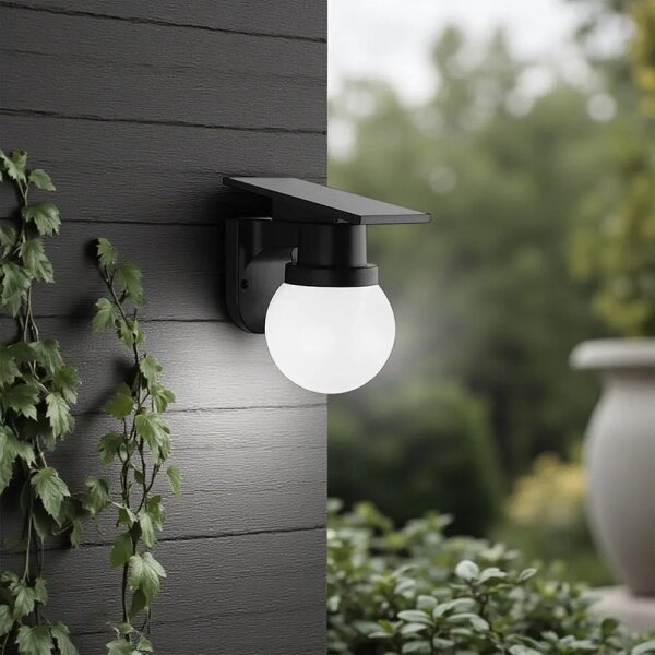 Lampada solare da parete a LED 3,7V 3000/4000/6400K IP54 1800 mAh nera + telecomando