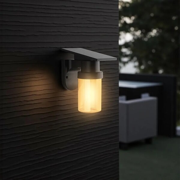 Lampada da parete LED Sol LED/3,7V 2700/3200/5000K IP54 1800 mAh nero/fumé beige + telecomando