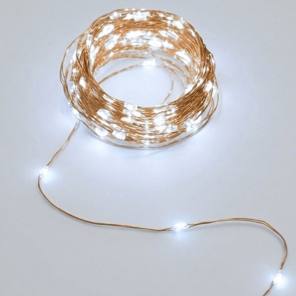 Aigostar - Catena luminosa solare a LED 200 LED / 8 funzioni, 22 m, IP65, bianco freddo, 800 mAh