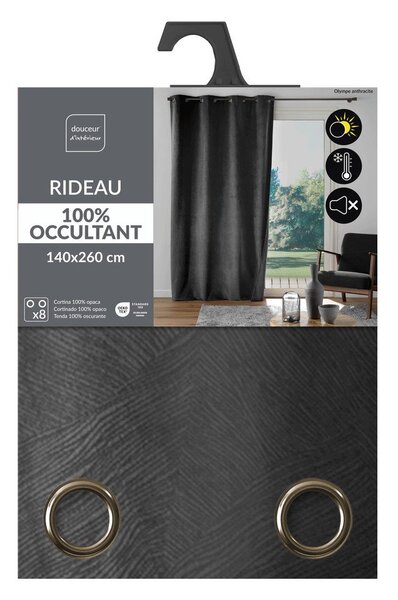 Tenda color antracite in velluto 140x260 cm Olympe – douceur d'intérieur