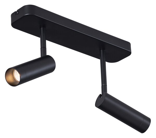 Faretto da soffitto arrotondato nero GU10 35mm 2 luci orientabile e inclinabile - Kate