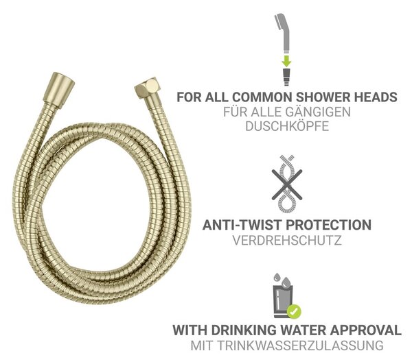 Tubo doccia oro opaco in acciaio inox 150 cm Brass – Wenko