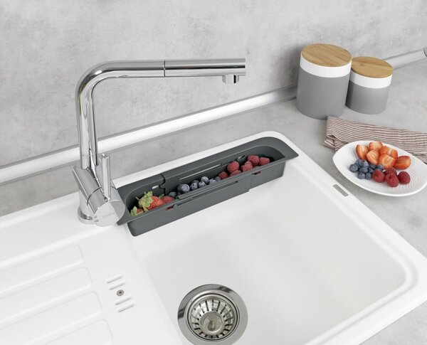 Scolapiatti allungabile per lavello grigio in plastica 49,5x8,5 cm Fino – Wenko