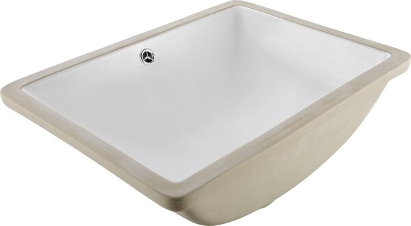Lavabo sottopiano / Lavandino sottopiano - Bacino rettangolare in Vetroceramica - Dimensioni 51,5 x 38,5 cm - Con troppopieno - Salvaspazio - Per bagno e WC ospiti - Bianco
