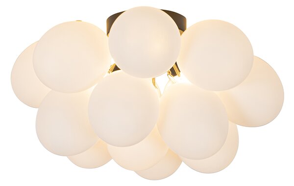 Plafoniera smart nera con vetro opale 4 luci incl. Zigbee G9 - Uvas