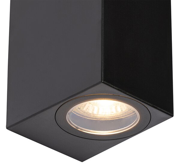 Lampada da parete esterna moderna in plastica nera 2 luci - Baleno