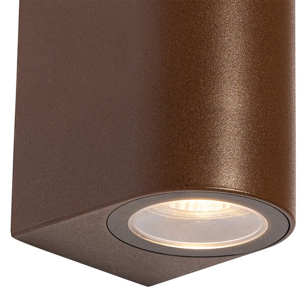 Lampada da parete per esterni marrone ruggine in plastica ovale 2 luci - Baleno