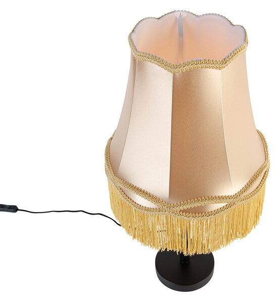 Lampada da tavolo classica nera con paralume a grana oro 30 cm - Simplo