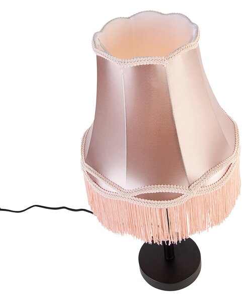 Lampada da tavolo classica nera con paralume rosa Granny 30 cm - Simplo