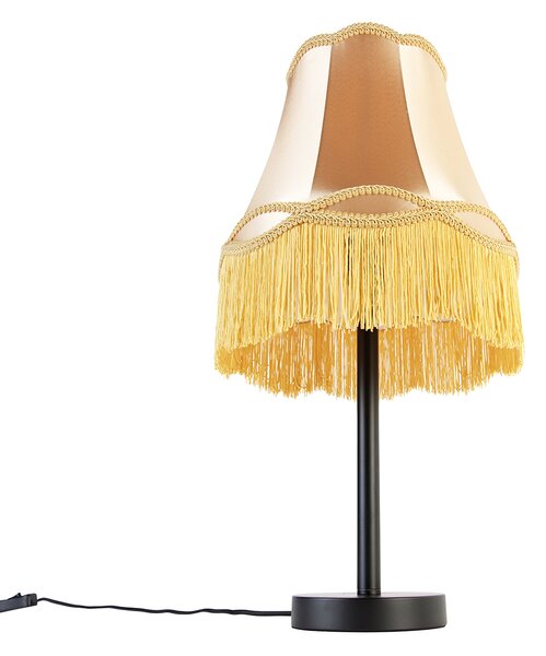 Lampada da tavolo classica nera con paralume a grana oro 30 cm - Simplo