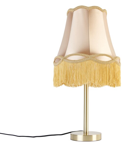 Klassieke tafellamp messing met granny kap goud 30 cm - Simplo