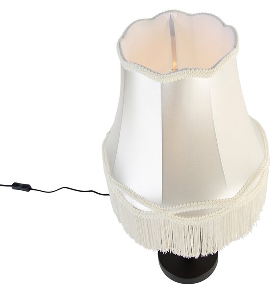 Lampada da tavolo classica nera con paralume Granny crema 30 cm - Simplo
