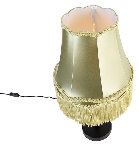 Lampada da tavolo classica nera con paralume Granny verde 30 cm - Simplo