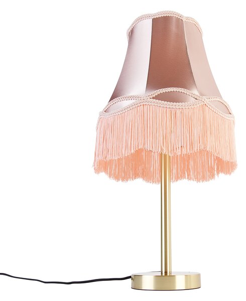 Lampada da tavolo classica in ottone con paralume Granny rosa 30 cm - Simplo