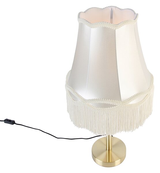 Lampada da tavolo classica in ottone con paralume Granny color crema 30 cm - Simplo
