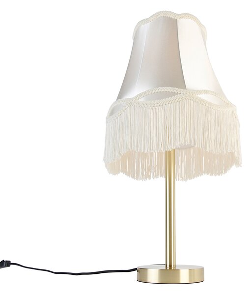 Lampada da tavolo classica in ottone con paralume Granny color crema 30 cm - Simplo