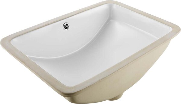 Lavabo da incasso - Lavabo rettangolare in Vetroceramica - 53 x 37,5 cm - Con troppopieno - Per bagni piccoli/bagni di servizio - Bianco