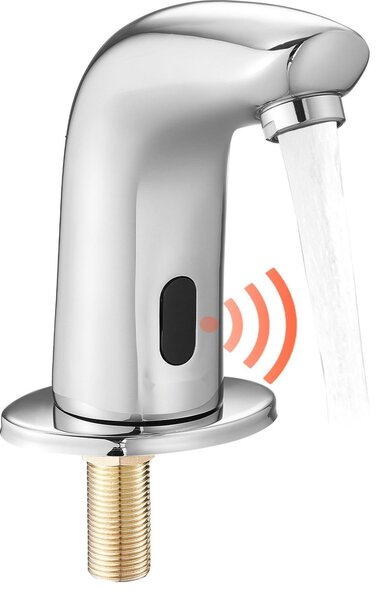 Rubinetto a sensore - Rubinetto per lavabo - Sensore a infrarossi - Funzionamento a batteria - Con copriforo - Per lavabo - Cromo