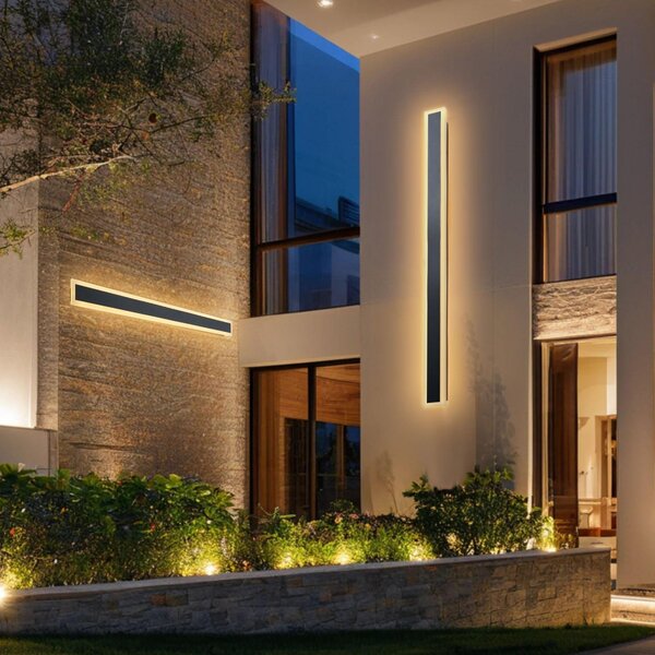 Applique a LED per esterni - Set di 2 strisce luminose - Lunghezza 120 cm - 3000 K bianco caldo - Impermeabile IP65 - Antiruggine - Design moderno