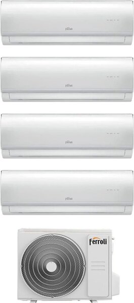 Ferroli Climatizzatore Quadri Split Inverter 9000+9000+9000+12000 Btu Condizionatore con Pompa di Calore Classe A++/A Gas R32 WIFI con 28-4 (Unit 