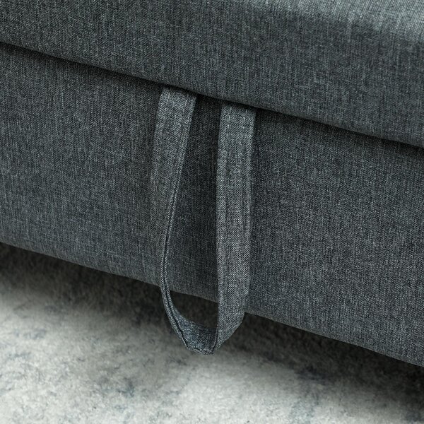 DecHome Divano 2 Posti Moderno con Vano Contenitore in Tessuto Effetto Lino Dimensioni 135x72x84 cm colore Grigio Carbone