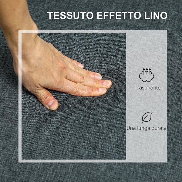 DecHome Divano 2 Posti Moderno con Vano Contenitore in Tessuto Effetto Lino Dimensioni 135x72x84 cm colore Grigio Carbone