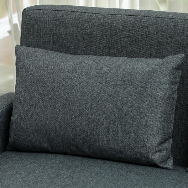 DecHome Divano 2 Posti Moderno con Vano Contenitore in Tessuto Effetto Lino Dimensioni 135x72x84 cm colore Grigio Carbone