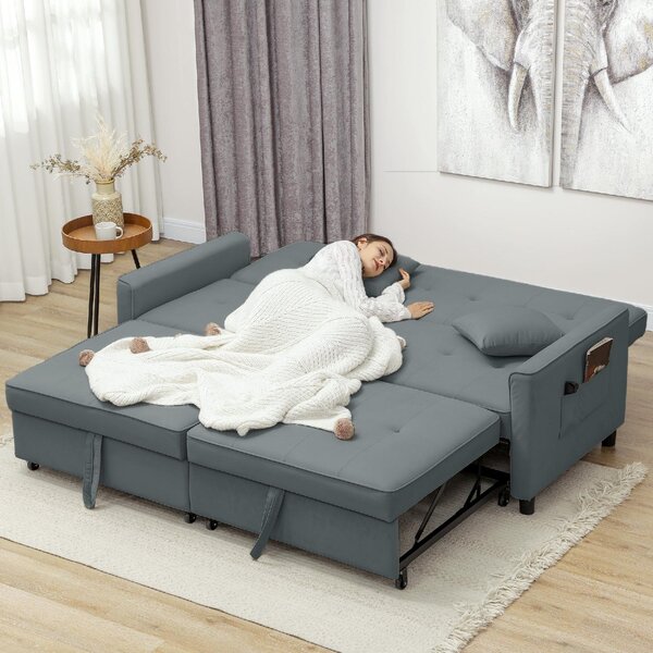 DecHome Divano Letto Clic-Clac 3 Posti Moderno in Tessuto Dimensioni 196x90x89 cm colore Grigio