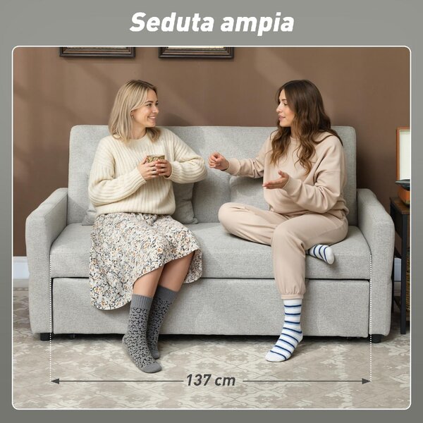DecHome Divano Letto Clic-Clac 2 Posti Moderno in Tessuto Dimensioni 158x85x85 cm colore Marrone Chiaro