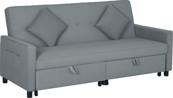 DecHome Divano Letto Clic-Clac 3 Posti Moderno in Tessuto Dimensioni 196x90x89 cm colore Grigio